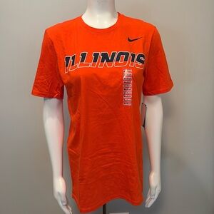 Nike Illinois Fighting Illini The Nike Tee Athletic Cut Size M Orange T-Shirt